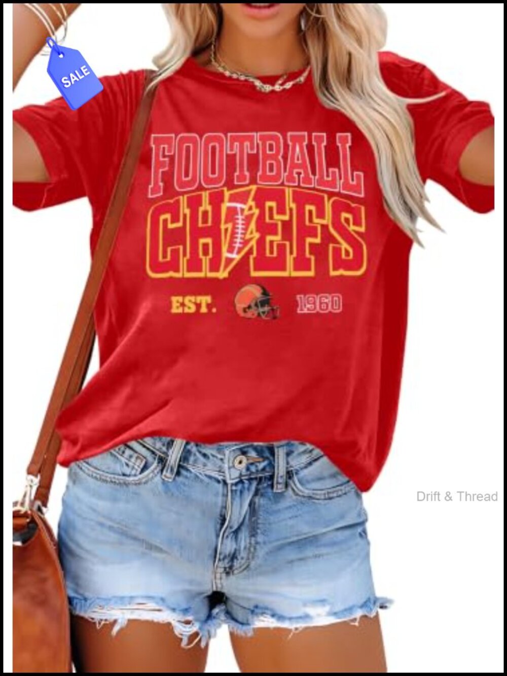 Women's Football Shirt Short Sleeve Crewneck Tee Game Day Top